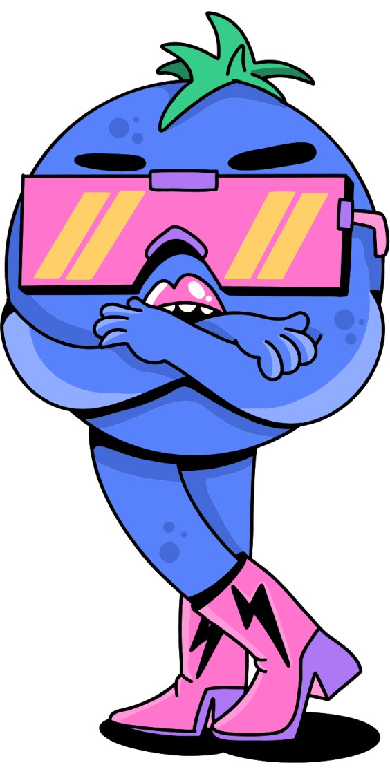 Sassy Juicebox Blueberry crossing arms